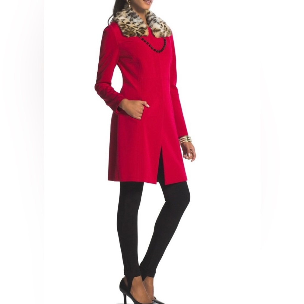 Chico’s Red Drama Ottoman long coat Jacket 1/M